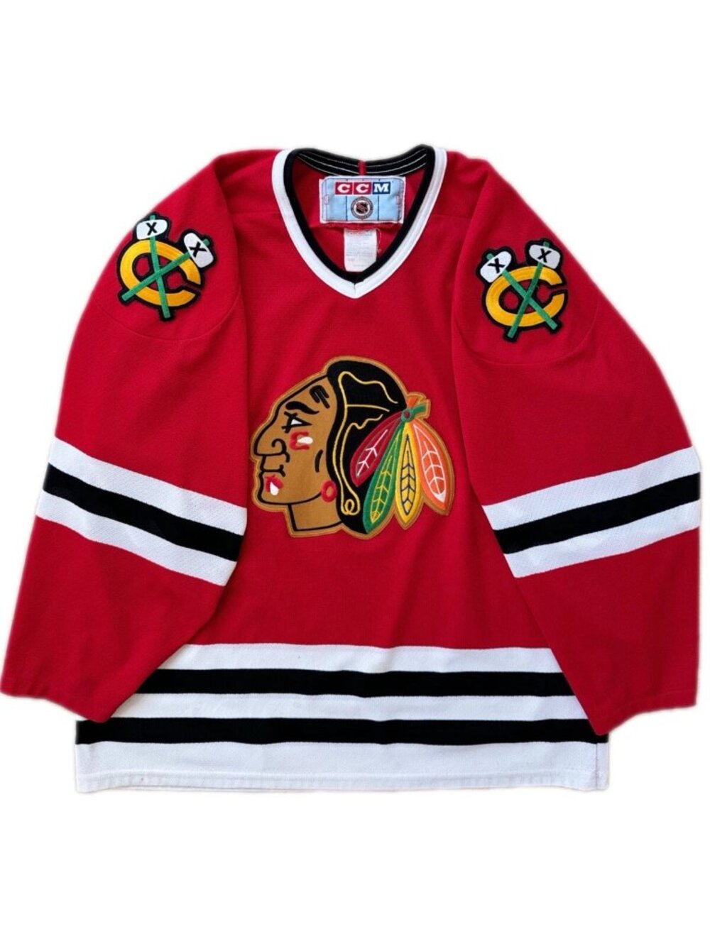 CCM Chicago Blackhawks Red Hockey Jersey L Made in Canada - Picture 5 of 10
